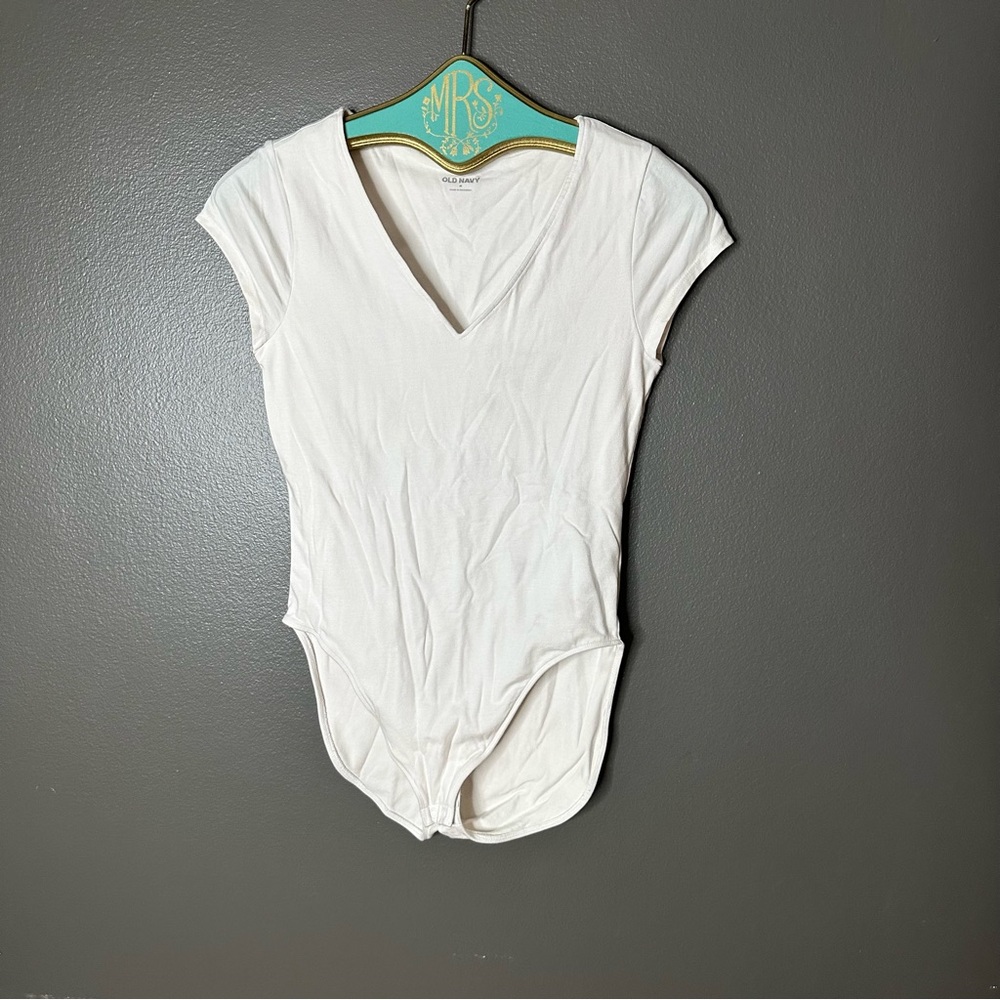 Old Navy White V-Neck Bodysuit